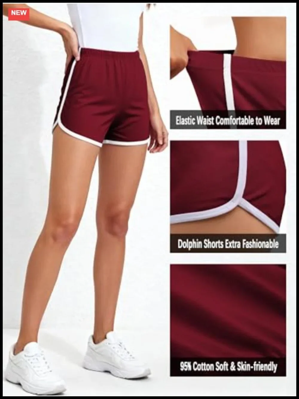 5 Pack Cotton Dolphin Shorts Mid Rise Athletic Yoga Workout Bottoms